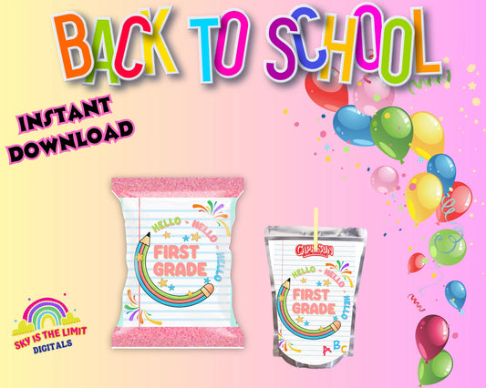 first Grade CHIP BAGS & JUICE POUCH  template (Instant Download)