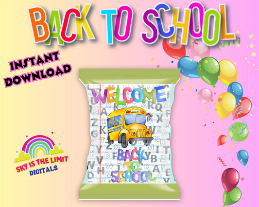 Welcome Back to School chips template   (Instant Download)