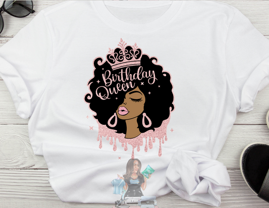 Afro Girl Birthday Queen- T-SHIRT